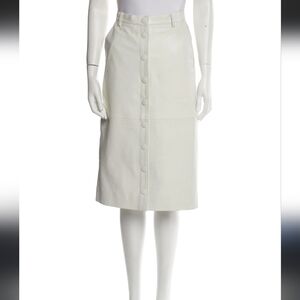 NWT! REMAIN BIRGER CHRISTENSEN Leather A-Line Skirt White Ivory Size 34 XS